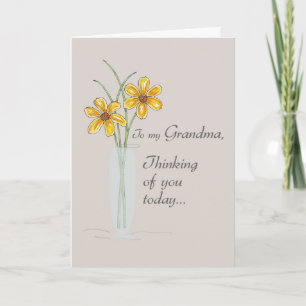 Carte Grand-mère, je pense à vous deux fleurs Vase