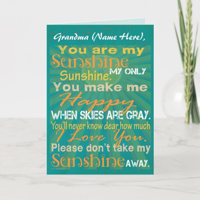 Carte Grand-mère personnalisée, vous êtes mon salut Suns (Devant)