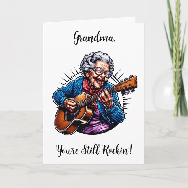 Carte Grand-mère, tu es toujours rockin" | Anniversaire (Devant)