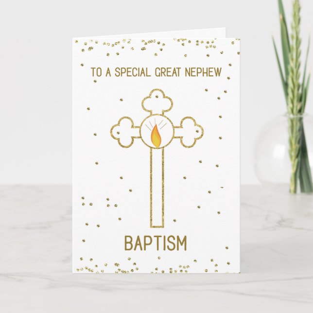 Carte Grand Nephew Baptism Gold Cross (Devant)
