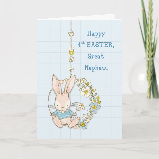 Carte Grand neveu premier lapin de Pâques à coudre (Devant)