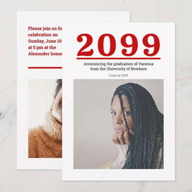 Carte Grand nombre de rouge Diplôme en deux photos (Devant / Derrière)
