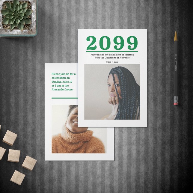 Carte Grand nombre vert Diplôme en deux photos (Créateur téléchargé)