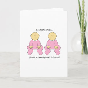 Carte Grand-parent à filles jumelles Félicitations
