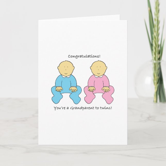 Carte Grand-parent aux jumeaux Félicitations (Devant)