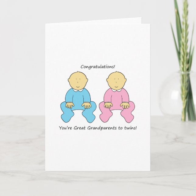 Carte Grand-parents à jumeaux Félicitations (Devant)