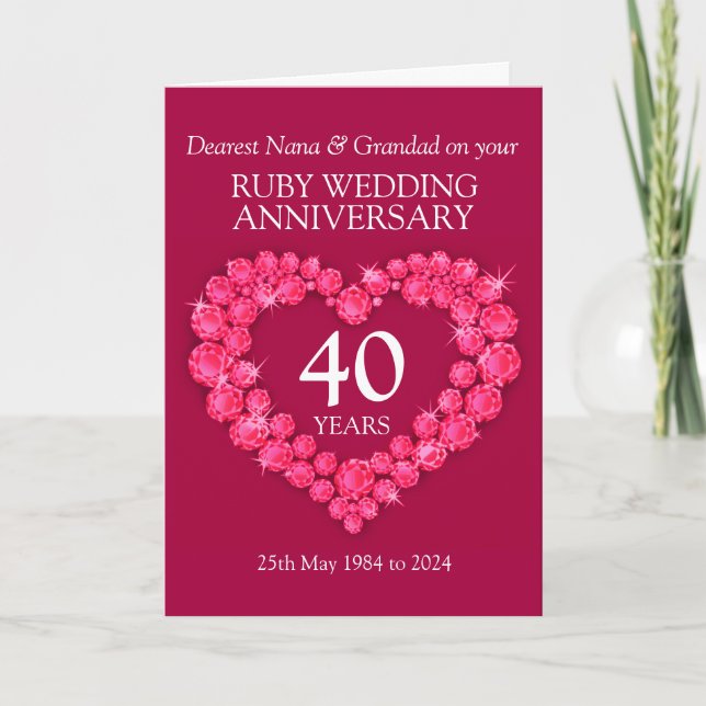 Carte Grand-parents de l'anniversaire du mariage Ruby 40 (Devant)