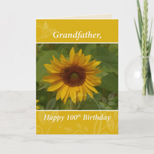 Carte Grand-père 100e année tournesol Joyeux anniversair