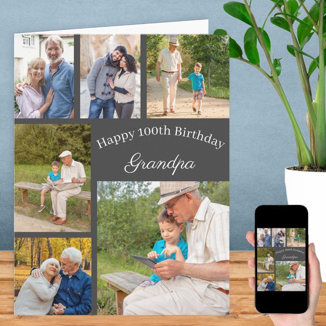 Carte Grand-père 6 Photo Collage N'importe quel âge Gros (Créateur téléchargé)