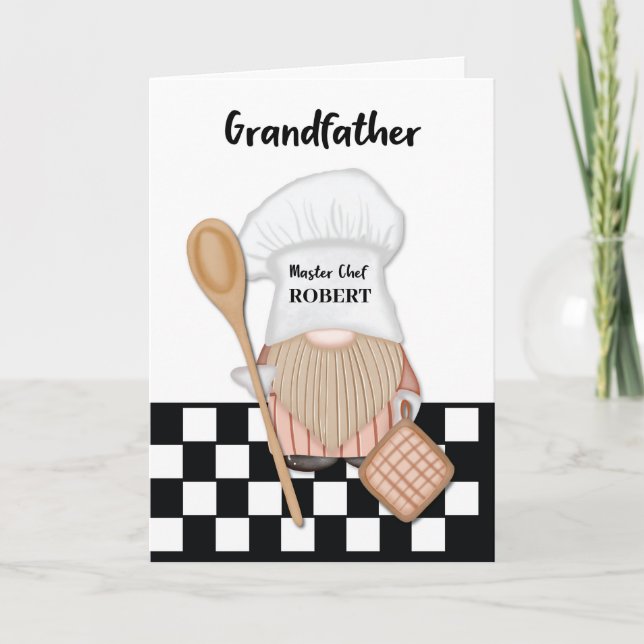 Carte Grand-père Anniversaire Whimsical Gnome Chef Cuisi (Devant)