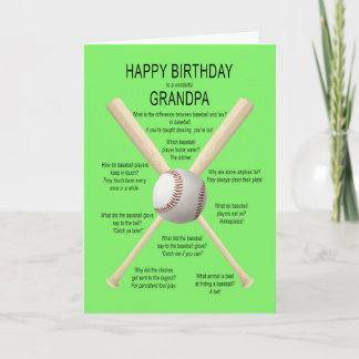 Carte Grand-père, blagues de baseball d'anniversaire