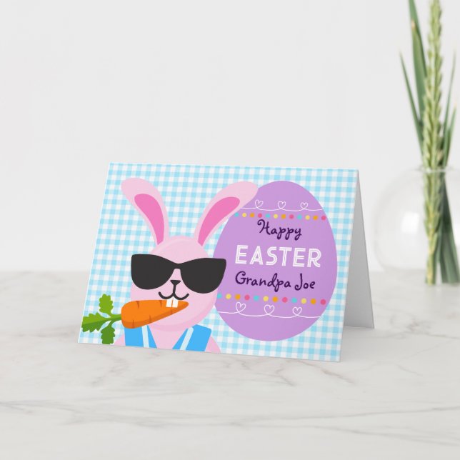 Carte Grand-père Cool Lapin de Pâques et Carotte (Devant)