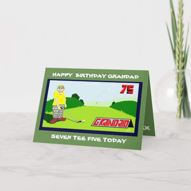 Carte grand-père golfing 75e anniversaire salutation (Devant)