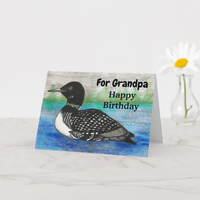 Carte Grand-Père Loon Appelle Un Joyeux anniversaire (Petite plante)