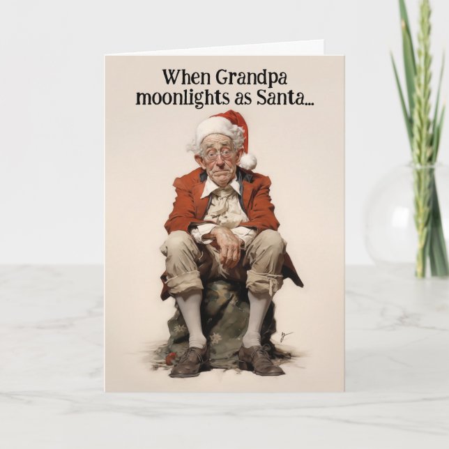 Carte Grand-père Moonlights en Père Noël Christmas Card (Devant)