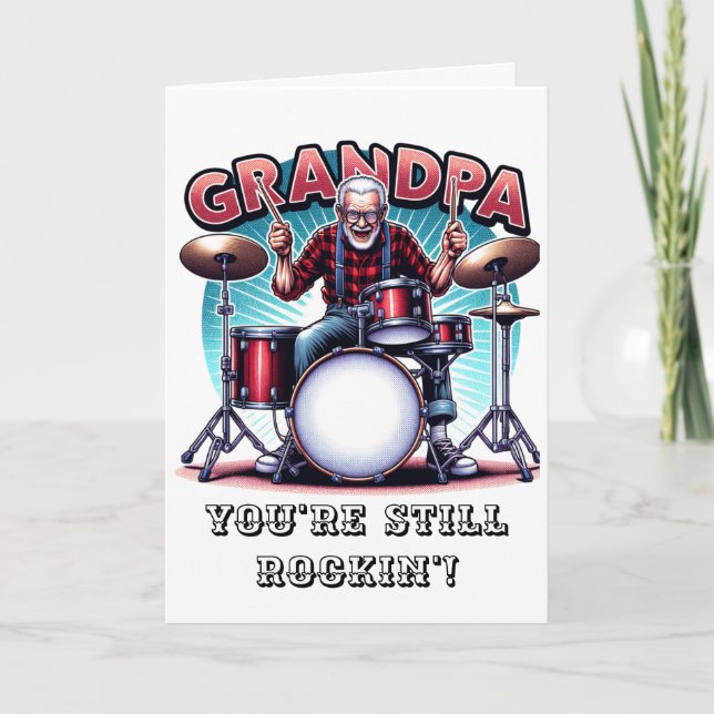Carte Grand-père, tu es toujours rockin" | Humour d'anni (Devant)