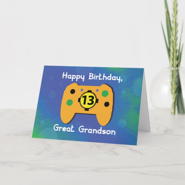 Carte Grand-petit-fils 13 ans Anniversaire Contrôle du j (Devant)