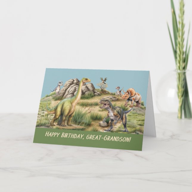 Carte Grand-petit-fils anniversaire bébé Dinosaure vie (Devant)