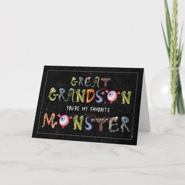 Carte Grand Petit-fils Favori Monster Funny Halloween (Devant)