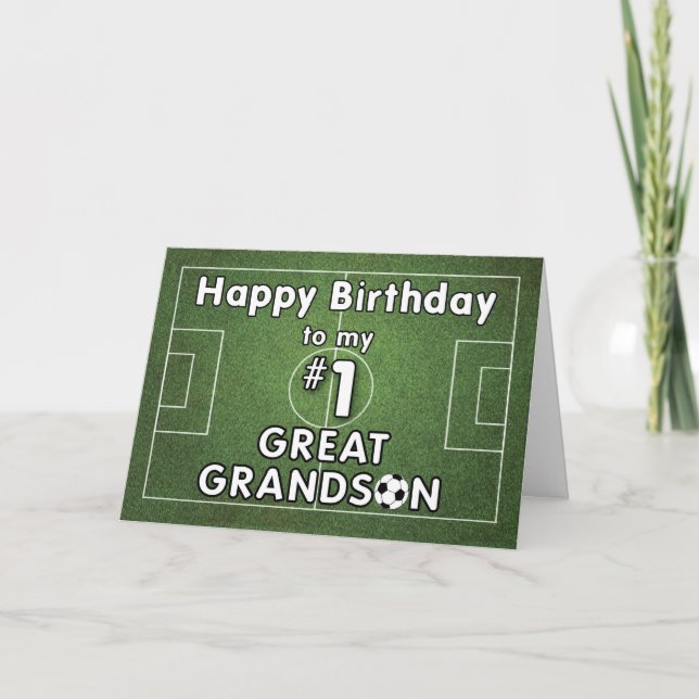 Carte Grand-petit-fils Football Anniversaire avec terrai (Devant)