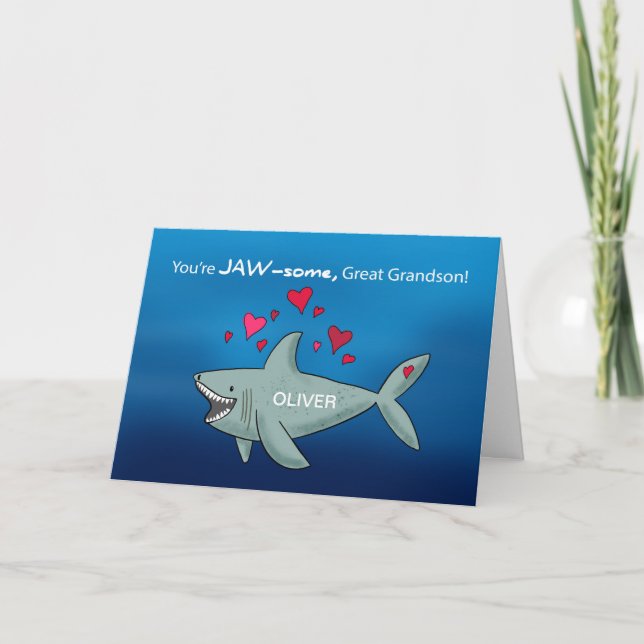 Carte Grand petit-fils Valentines Jour requin (Devant)