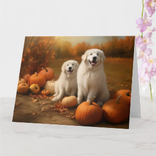 Carte Grand Pyrénées Chiot automne délice Citrouille