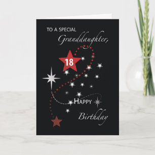 Carte Granddaughter 18th Birthday with Red and White 