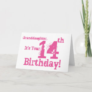 Carte Granddaughter's 14e jour en rose.