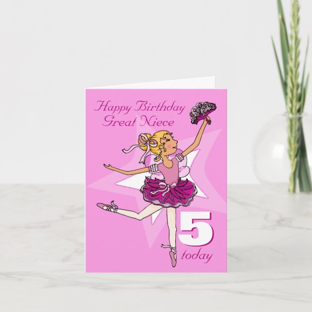 Carte Grande ballerine d'anniversaire rose (Devant)