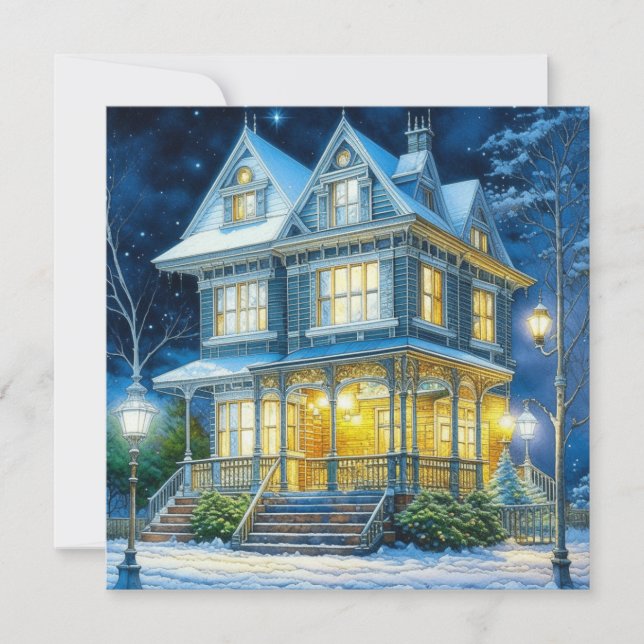Carte Grande belle maison victorienne à Noël (Devant)