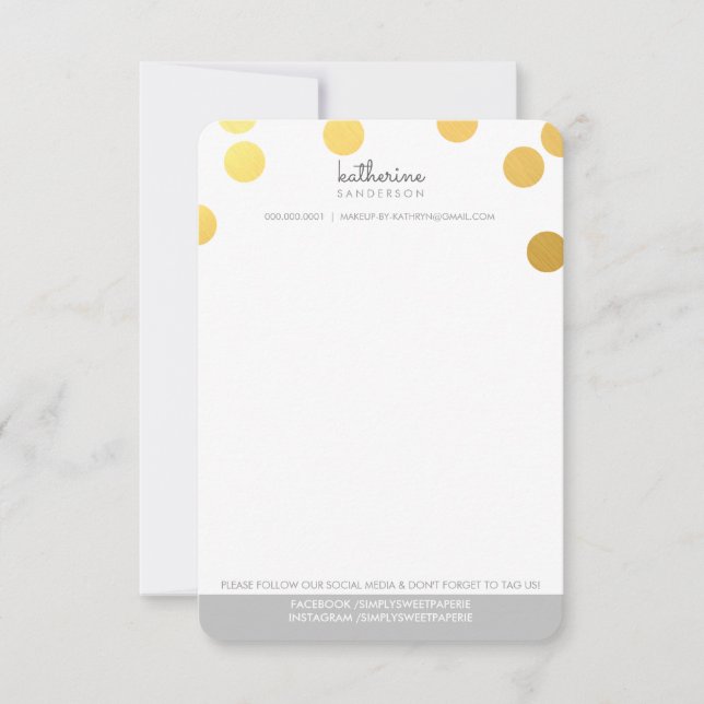 Carte GRANDE CONFETTI SPOT moderne gras feuille or gris (Devant)
