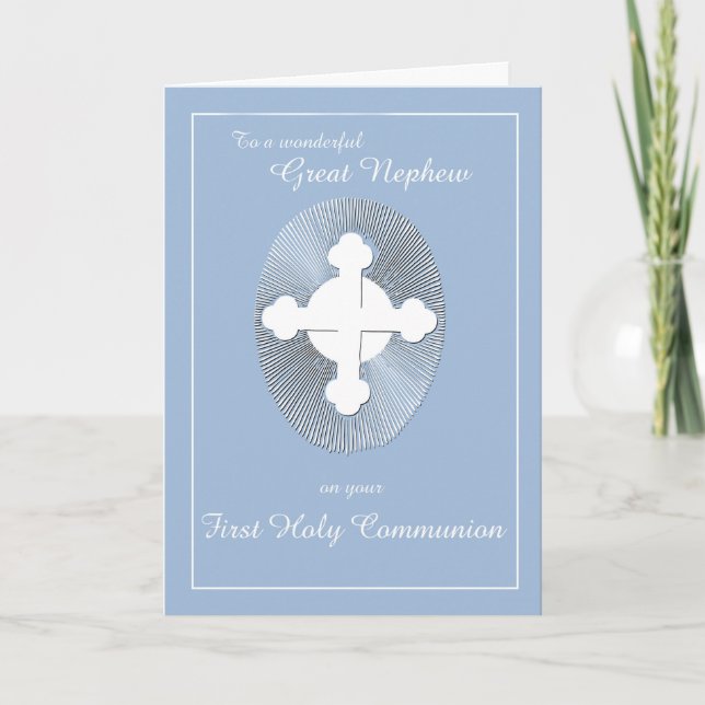 Carte Grande Croix Bleue Première Communion de Nephew av (Devant)