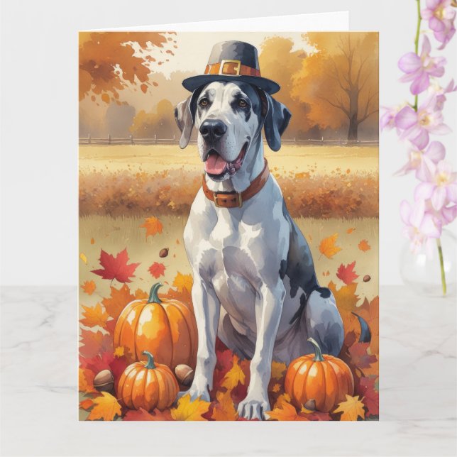 Carte Grande Danse En Automne Feuilles Thanksgiving Art (Orchidée)