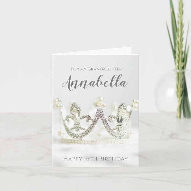 Carte Grande fille Seizième anniversaire Elégant Argent (Devant)