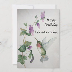 Carte Grande grand-mère Birthday Hummingbird Aquarelle