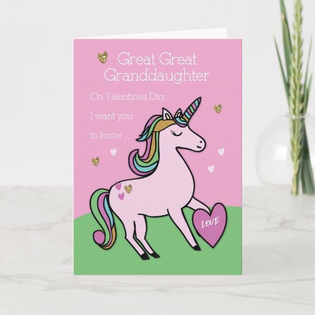 Carte Grande grand-petite-fille Unicorn Saint-Valentin (Devant)
