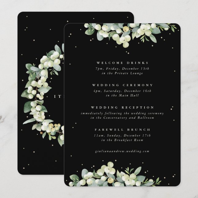 Carte Grande Itinéraire Mariage Black Snowberry+Eucalypt (Devant / Derrière)