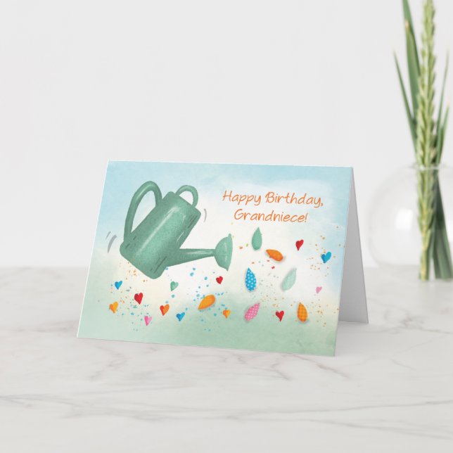 Carte Grande-nièce Anniversaire L'arrosage peut arroser  (Devant)