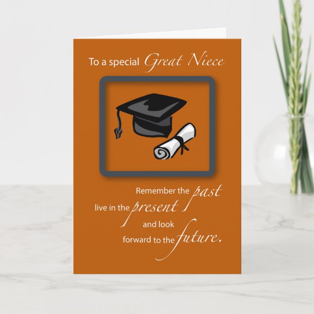 Carte Grande Nièce Graduation Félicitations Burnt Orang (Devant)