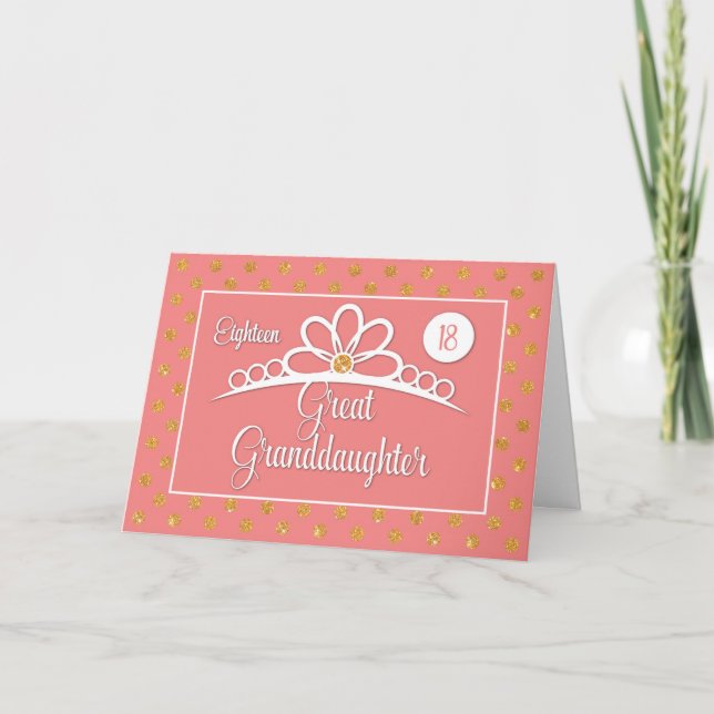 Carte Grande Petite-fille 18e anniversaire avec Couronne (Devant)