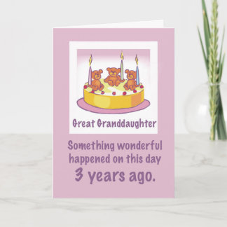 Carte Grande Petite-fille 3ème anniversaire avec Nounour