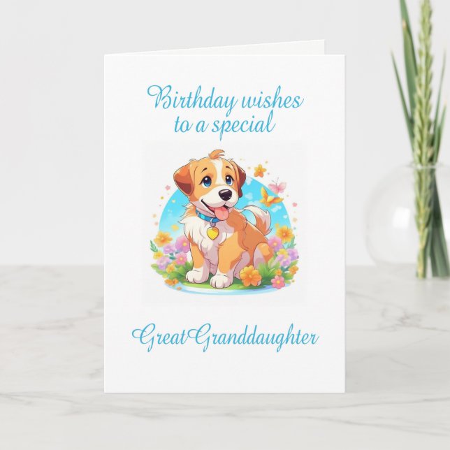 Carte Grande petite-fille Anniversaire Chien chiot (Devant)
