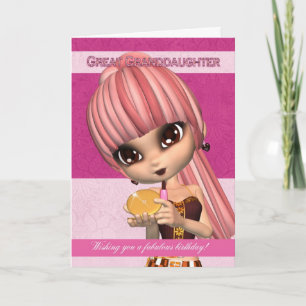 Carte Grande Petite-Fille Branchée Fille de voeux d'anni
