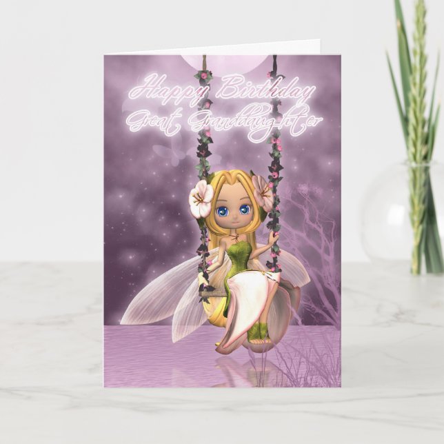Carte Grande Petite-fille Joyeux Anniversaire mignonne f (Devant)