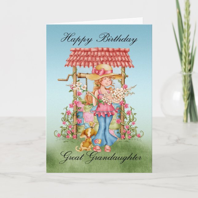 Carte Grande Petite-Fille Mignonne Fille Et Souhaite Bie (Devant)
