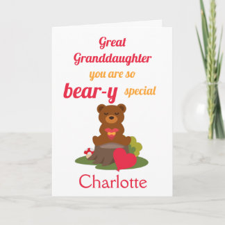 Carte Grande Petite-Fille Ours-y Special Valentines Day