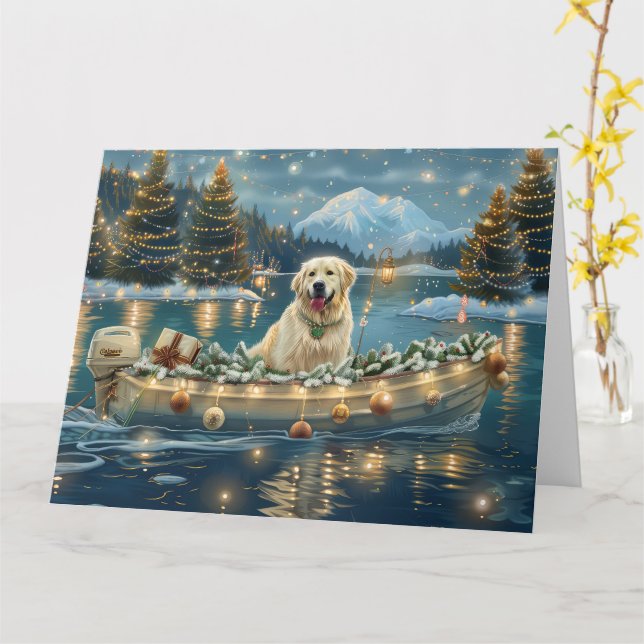 Carte Grande Pyrénées Noël Festive Voyage (Fleur jaune)