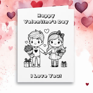 Carte Grande Saint-Valentin joyeuse Page à colorier