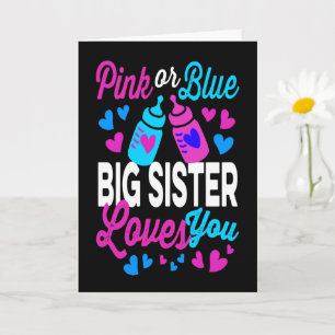 Carte GRANDE SOEUR rose ou bleu vous aime   Cute