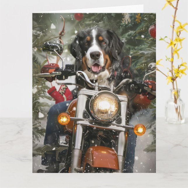 Carte Grande Suisse de l'équitation moto Noël (Fleur jaune)